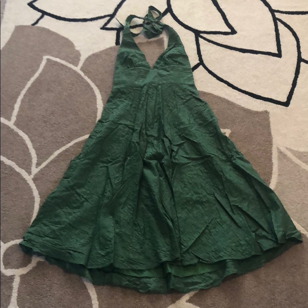 Jcrew Embossed Beach Cotton Halter Dress Green 0
